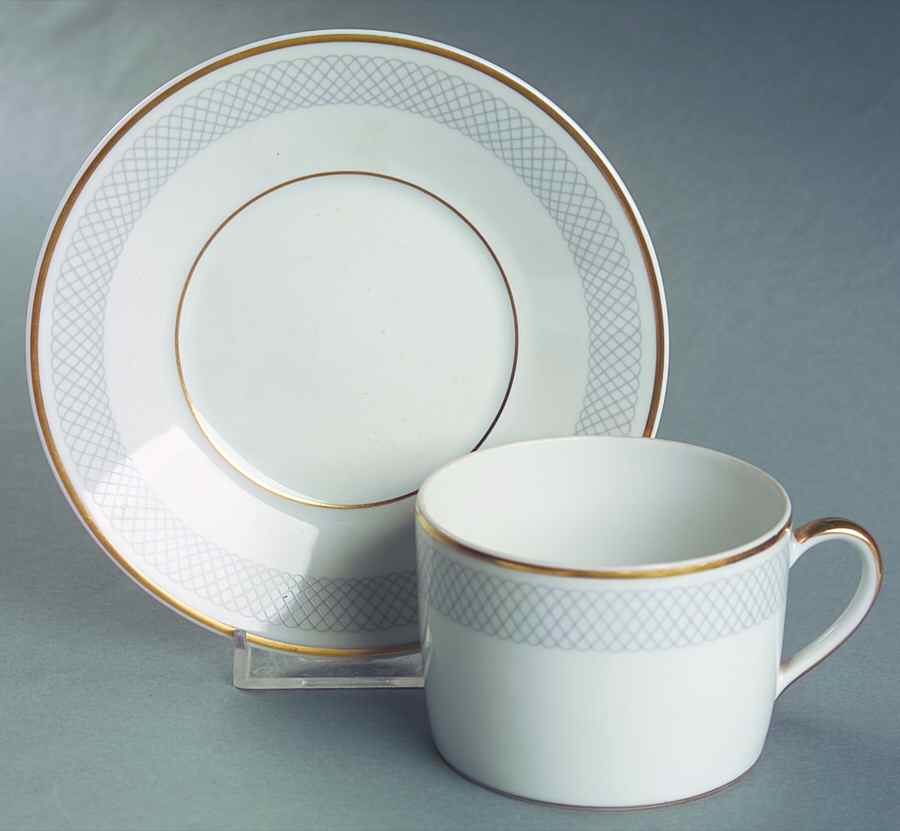 Pavillon Gray Flat Cup & Saucer Set by Bernardaud-1