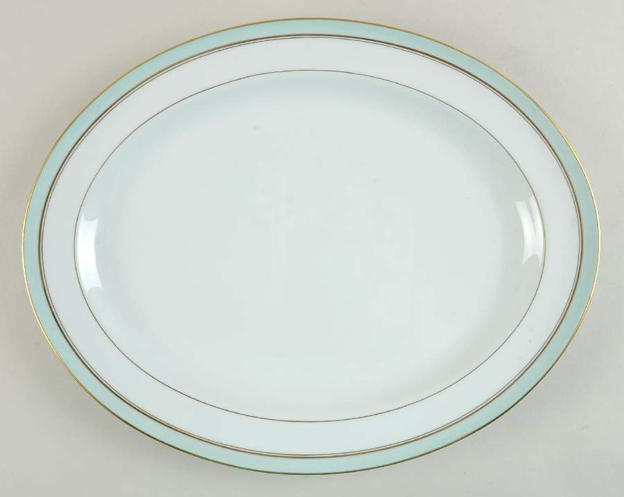 Pergolese Mint Green 15" Oval Serving Platter by Bernardaud-1