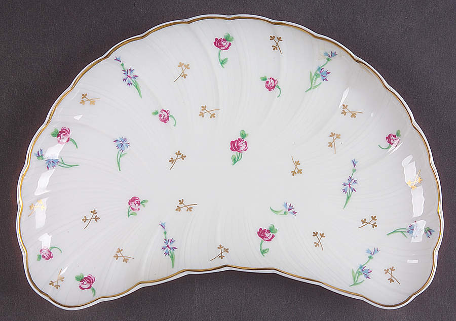 Pompadour (Scalloped, White Background) Crescent Salad Plate by Bernardaud-1