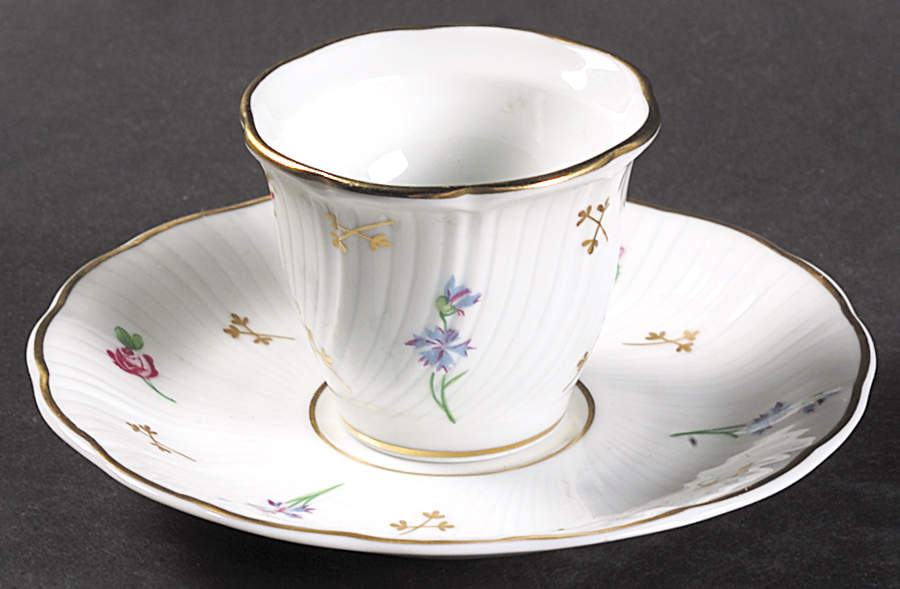 Pompadour (Scalloped, White Background) Arabic Flat Cup & Saucer Set by Bernardaud-1