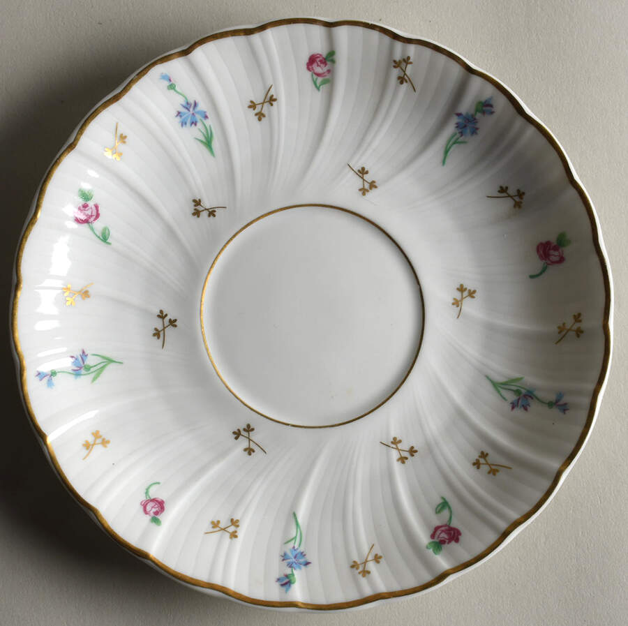 Pompadour (Scalloped, White Background) Saucer for Breakfast Cup by Bernardaud-1