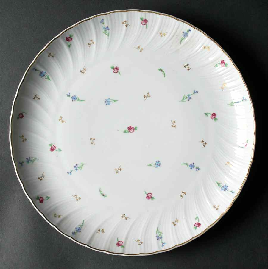 Pompadour (Scalloped, White Background) 11" Chop Plate (Round Platter) by Bernardaud-1