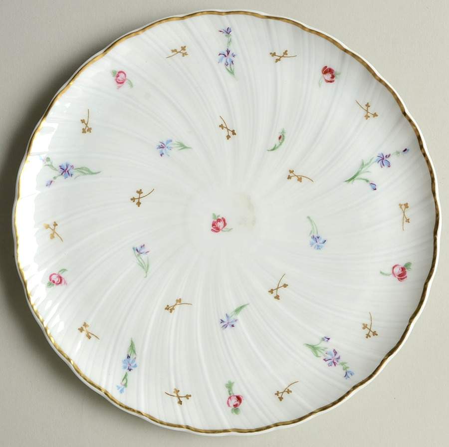 Pompadour (Scalloped, White Background) Dessert/Pie Plate by Bernardaud-1