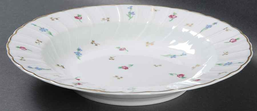 Pompadour (Scalloped, White Background) Large Rim Soup Bowl by Bernardaud-1