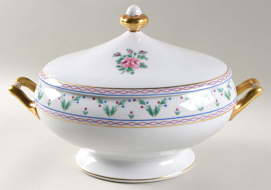 Pompadour (Smooth Edge) Tureen &  Lid by Bernardaud-1