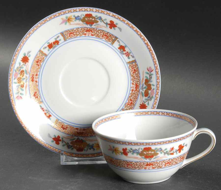 Pondichery Flat Cup & Saucer Set by Bernardaud-1