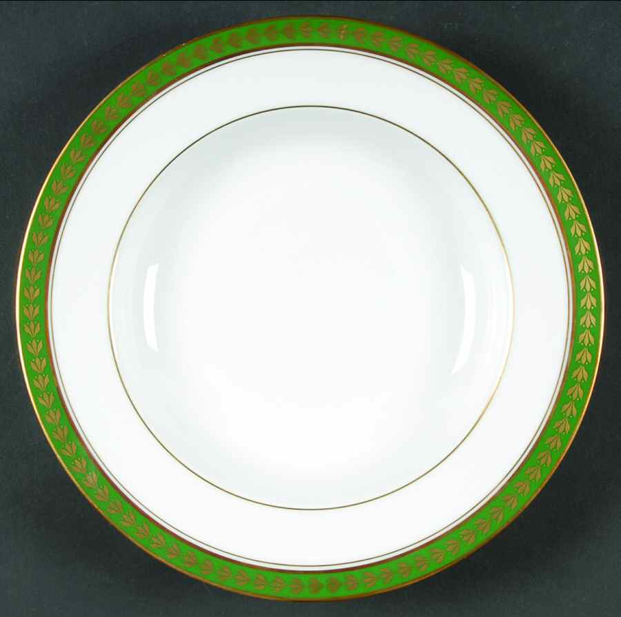 Pouilly Green Rim Soup Bowl by Bernardaud-1