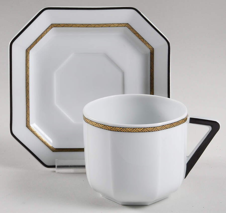Prince Noir Flat Cup & Saucer Set by Bernardaud-1