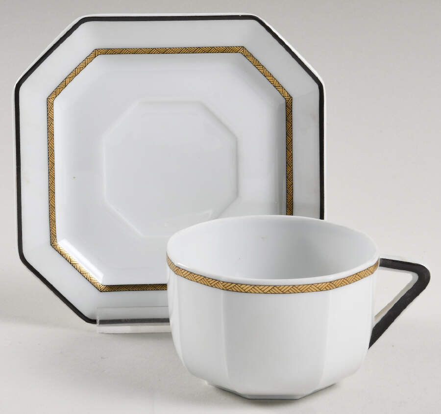 Prince Noir Flat Cup & Saucer Set by Bernardaud-1