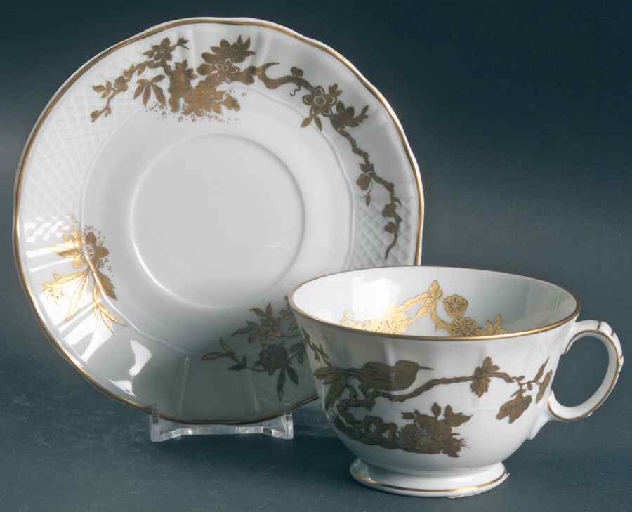 Reine Elisabeth (White Background) Footed Cup & Saucer Set by Bernardaud-1