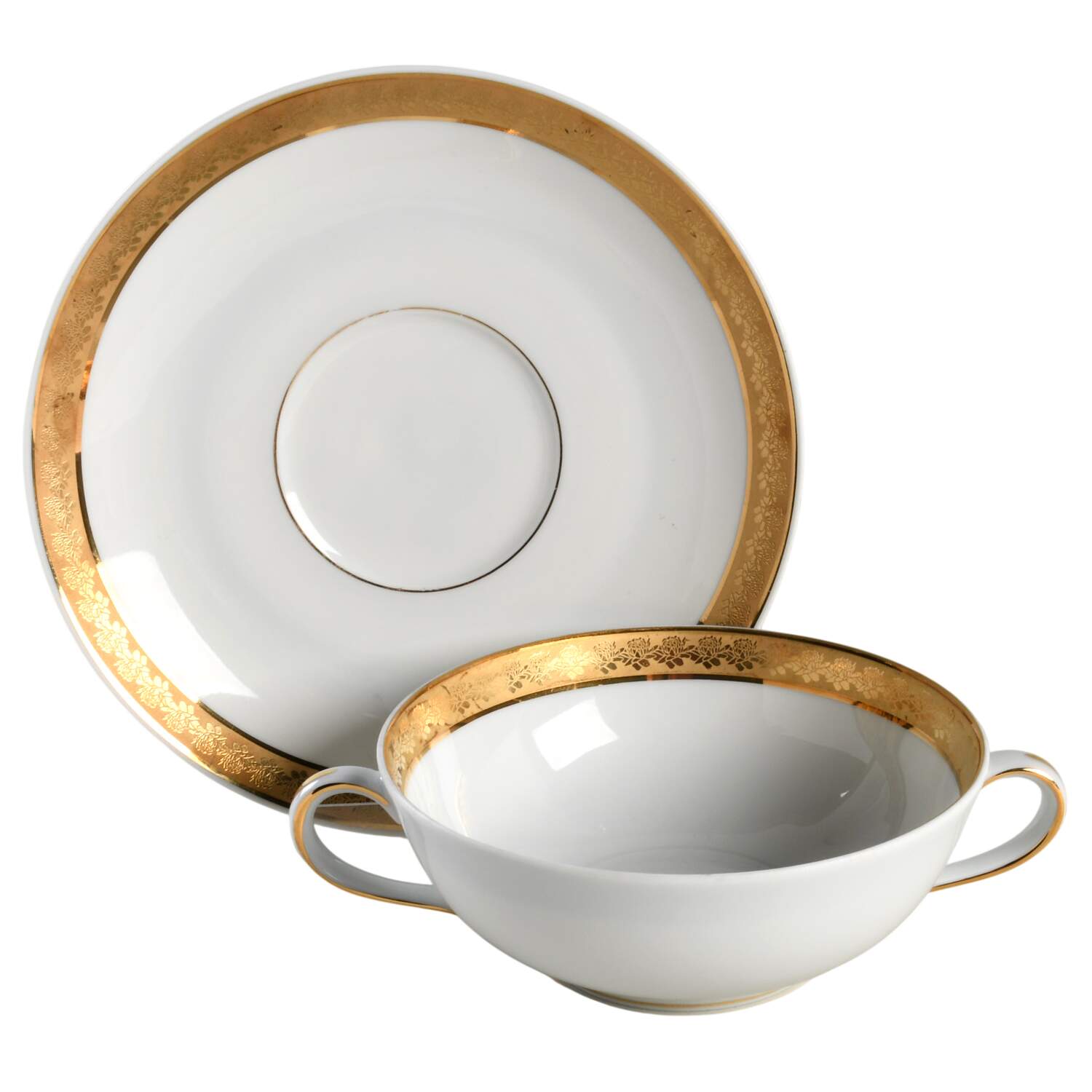 Rhapsody Flat Cream Soup Bowl & Saucer Set by Bernardaud-1
