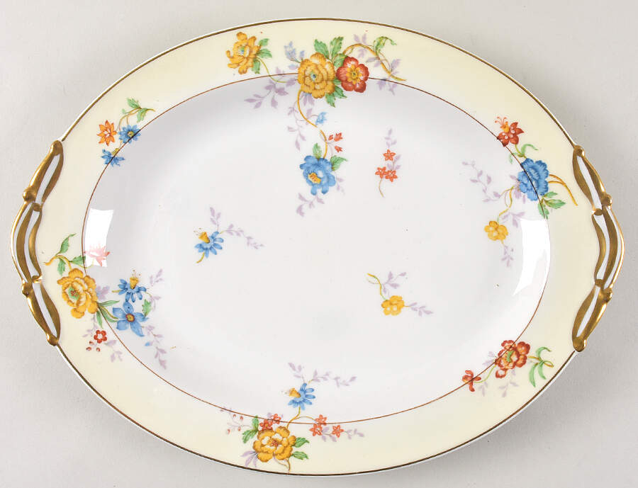 Riviera (Cream & White) 13" Oval Serving Platter by Bernardaud-1
