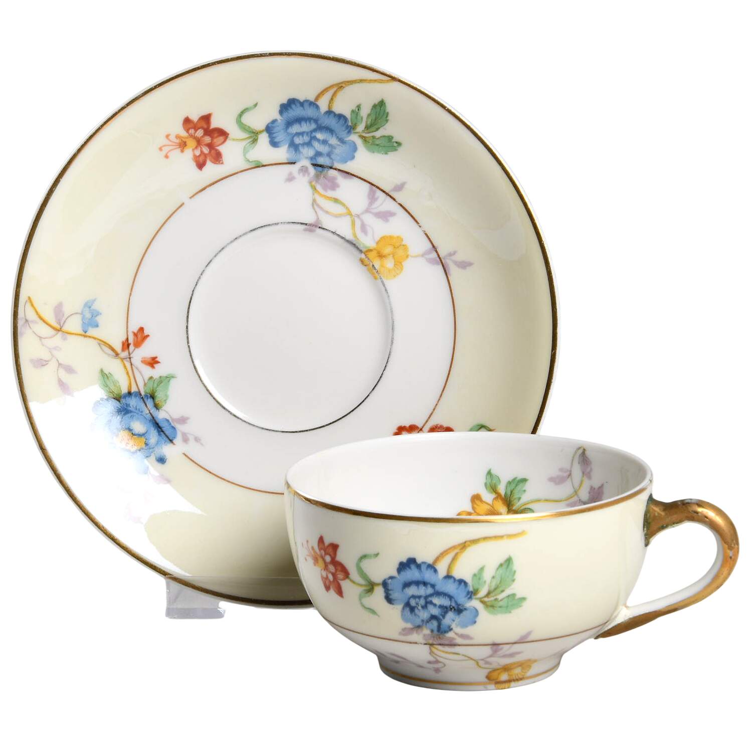 Riviera (Cream & White) Flat Cup & Saucer Set by Bernardaud-1
