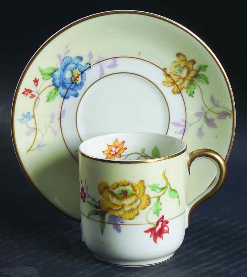 Riviera (Cream & White) Footed Demitasse Cup & Saucer Set by Bernardaud-1