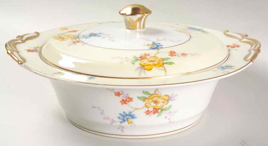 Riviera (Cream & White) Round Covered Vegetable by Bernardaud-1
