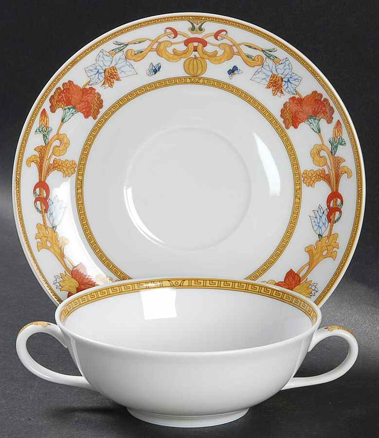Roma Gold Flat Cream Soup Bowl & Saucer Set by Bernardaud-1