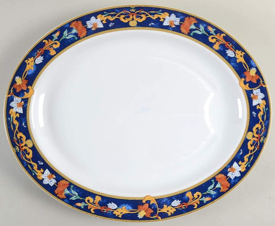 Roma Bleu (Blue) 17" Oval Serving Platter by Bernardaud-1