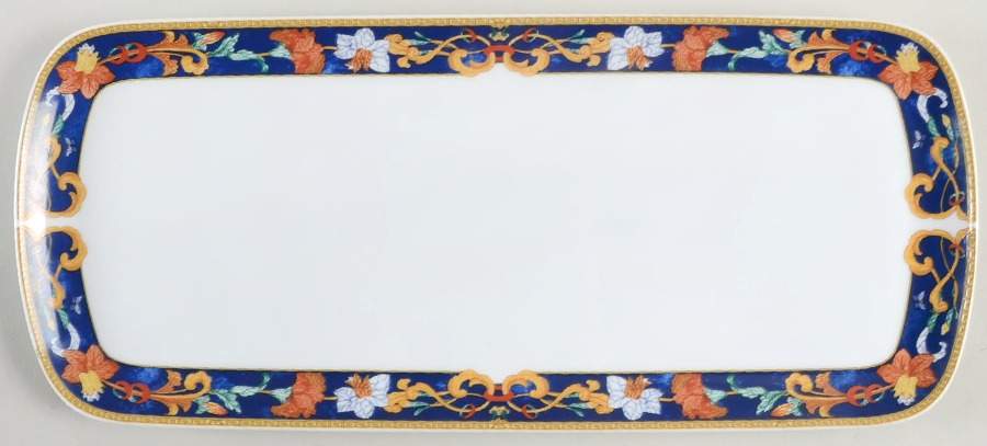 Roma Bleu (Blue) Oblong Cake Plate by Bernardaud-1