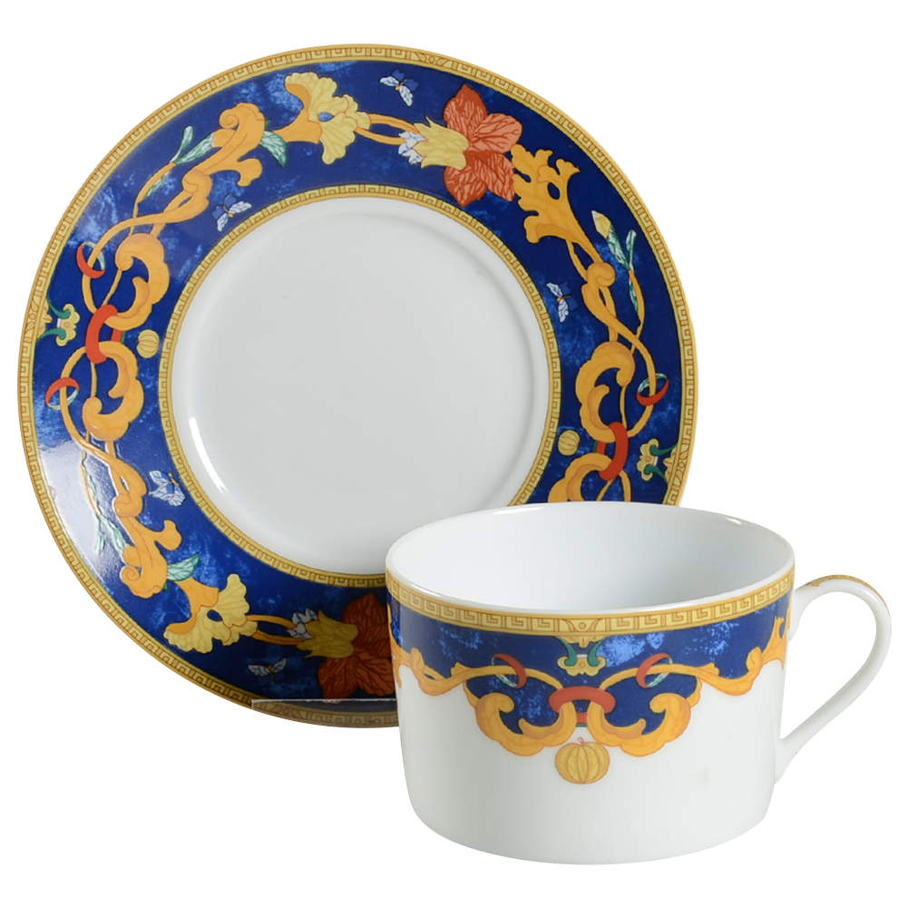 Roma Bleu (Blue) Breakfast Cup & Saucer Set by Bernardaud-1