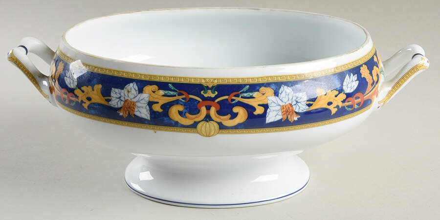 Roma Bleu (Blue) Oval Vegetable No Lid by Bernardaud-1
