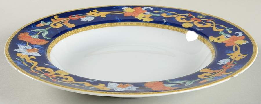 Roma Bleu (Blue) Rim Soup Bowl by Bernardaud-1