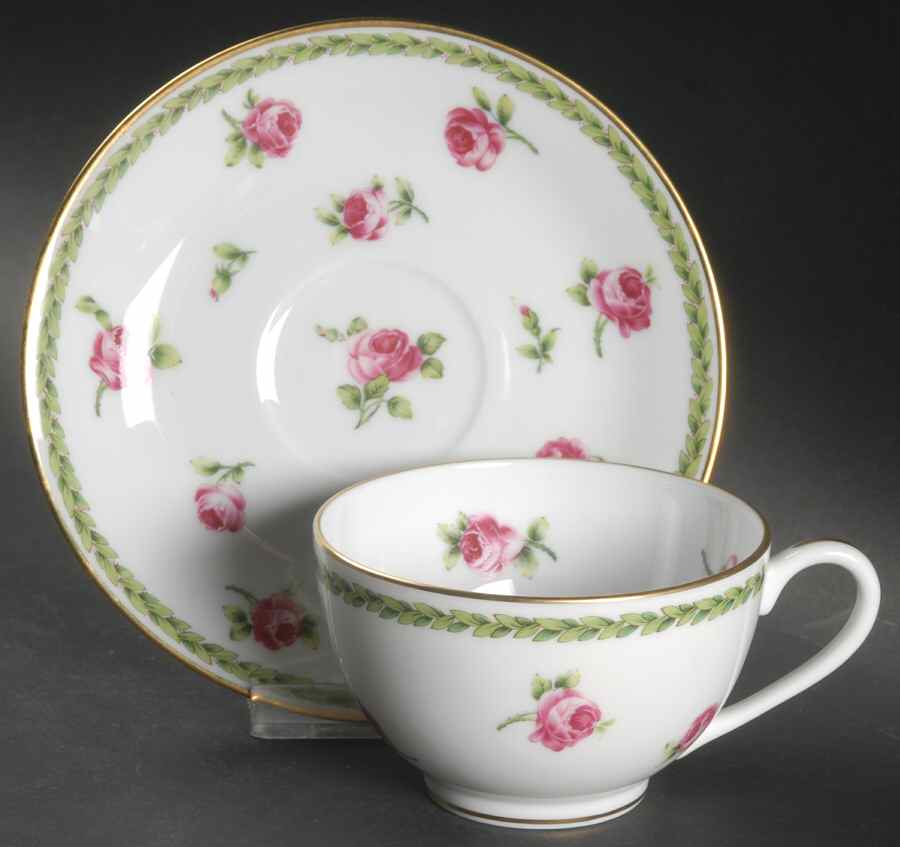 Roses Flat Cup & Saucer Set by Bernardaud-1