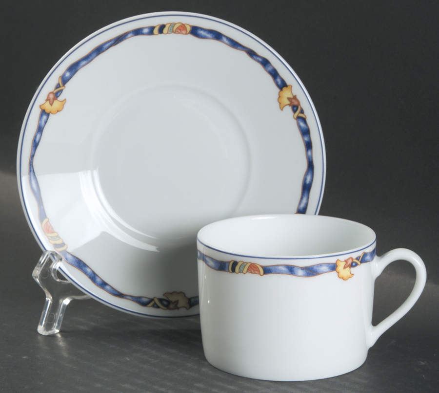 Ruban Bleu Flat Cup & Saucer Set by Bernardaud-1