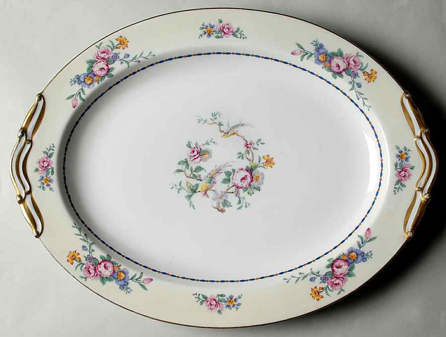 Spring Time (Cream Rim) 15" Oval Serving Platter by Bernardaud-1