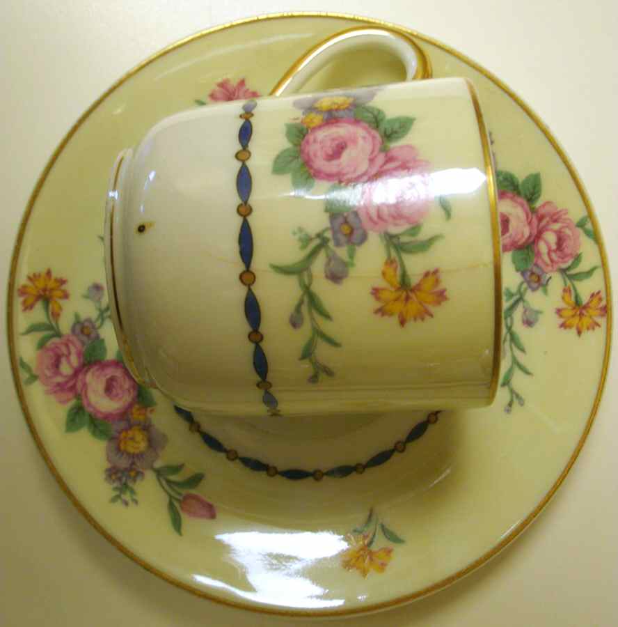 Spring Time (Cream Rim) Flat Demitasse Cup & Saucer Set by Bernardaud-1