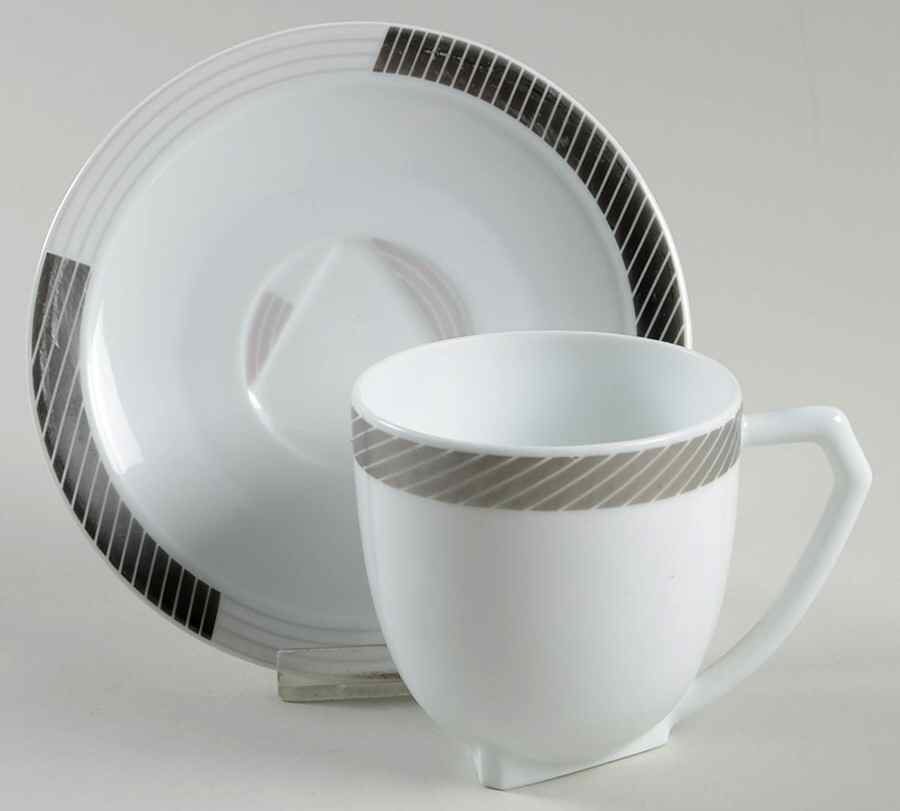 Stream Line Flat Cup & Saucer Set by Bernardaud-1