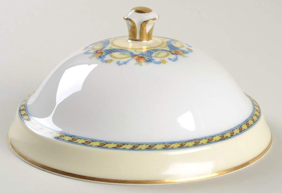 Trianon (Blue Cornucopia, Smooth) Lid for Round Butter by Bernardaud-1