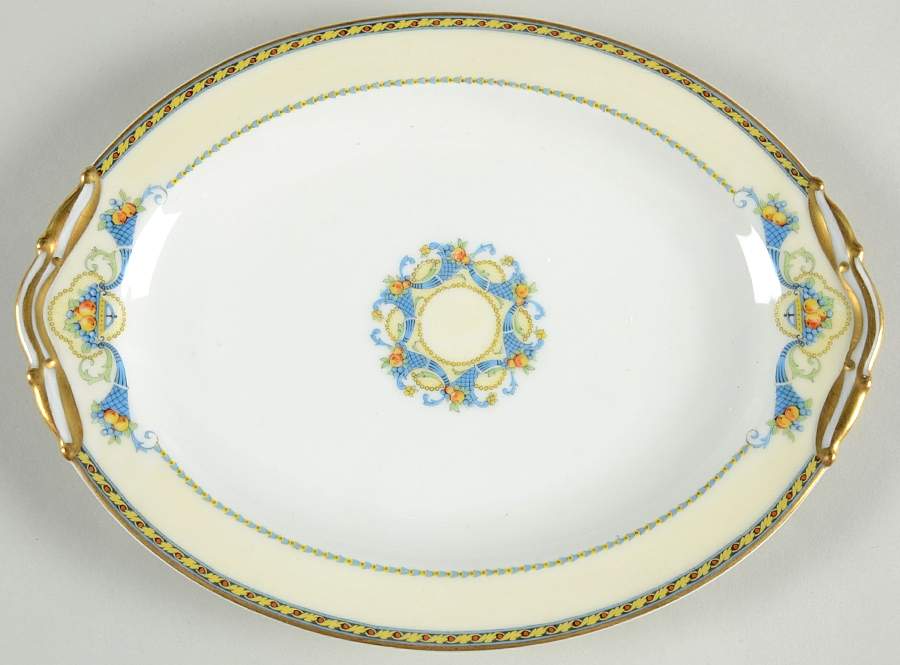 Trianon (Blue Cornucopia, Smooth) 11" Oval Serving Platter by Bernardaud-1