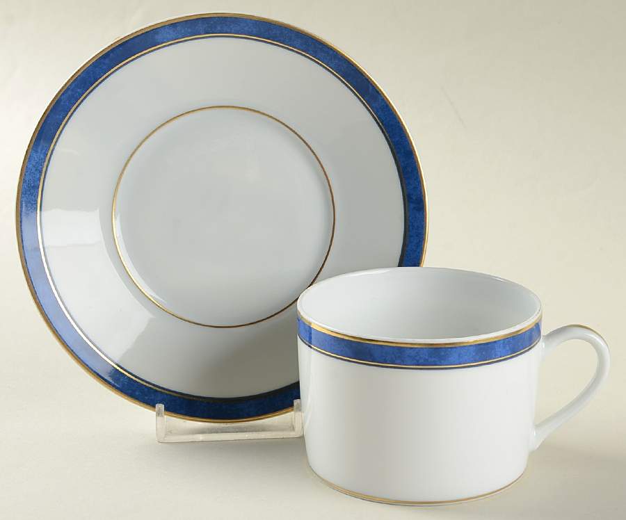 Universe Azure Blue Flat Cup & Saucer Set by Bernardaud-1