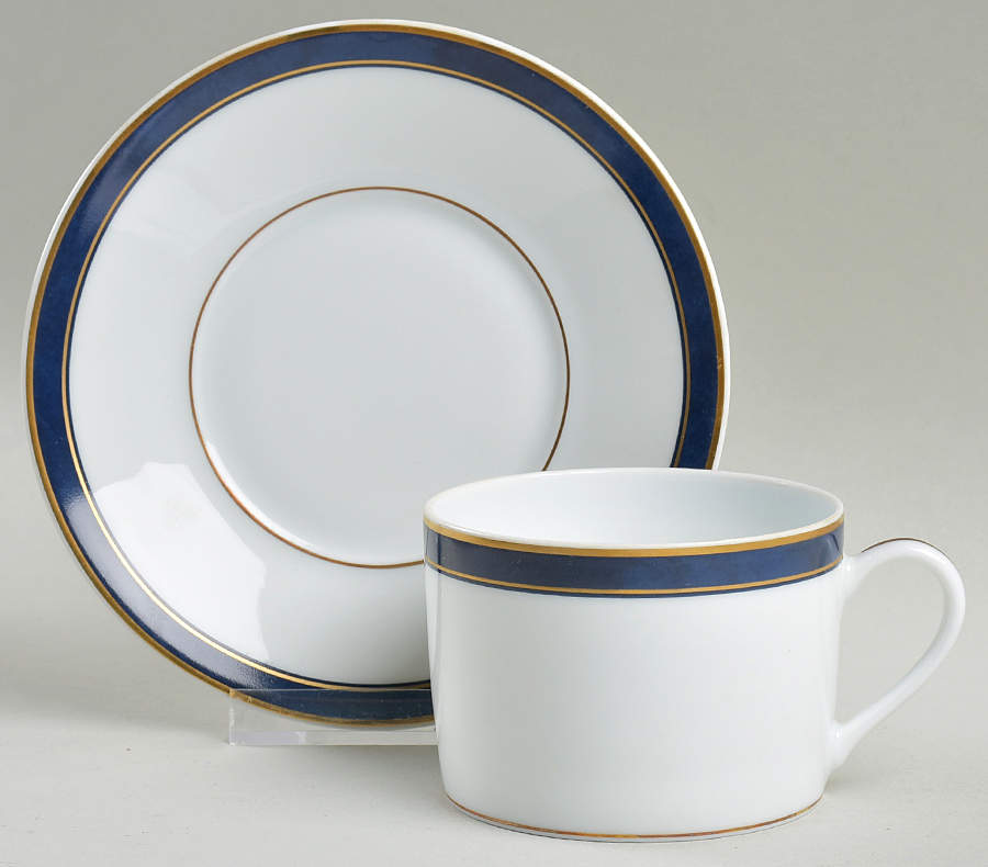 Universe Blue Flat Cup & Saucer Set by Bernardaud-1