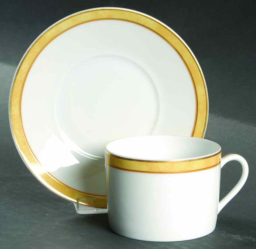Universe Yellow Flat Cup & Saucer Set by Bernardaud-1