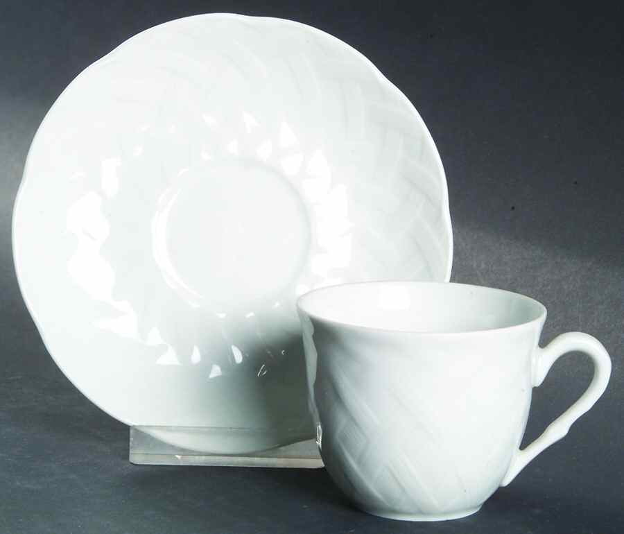 Vannerie (No Trim) Flat Demitasse Cup & Saucer Set by Bernardaud-1