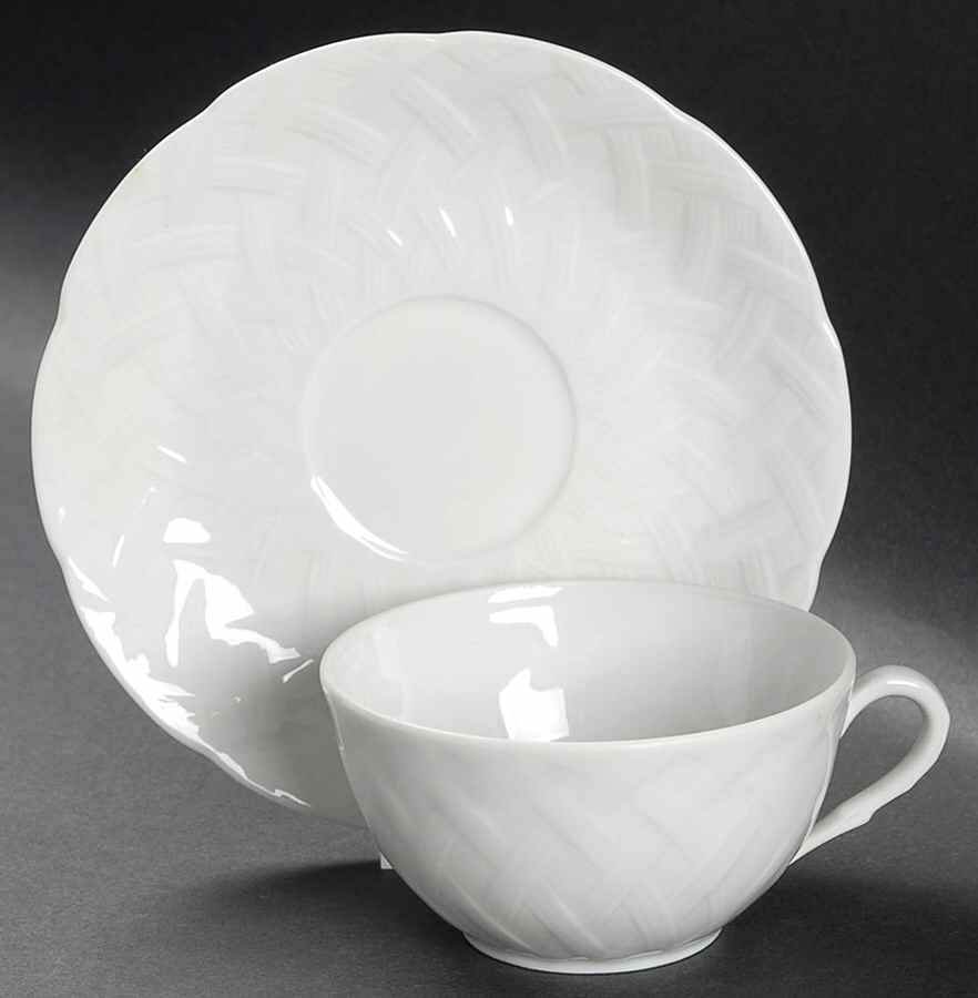 Vannerie (No Trim) Flat Cup & Saucer Set by Bernardaud-1