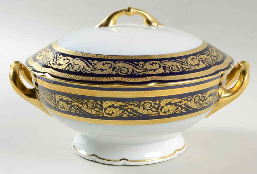 Vendome Cobalt Blue Round Covered Vegetable by Bernardaud-1