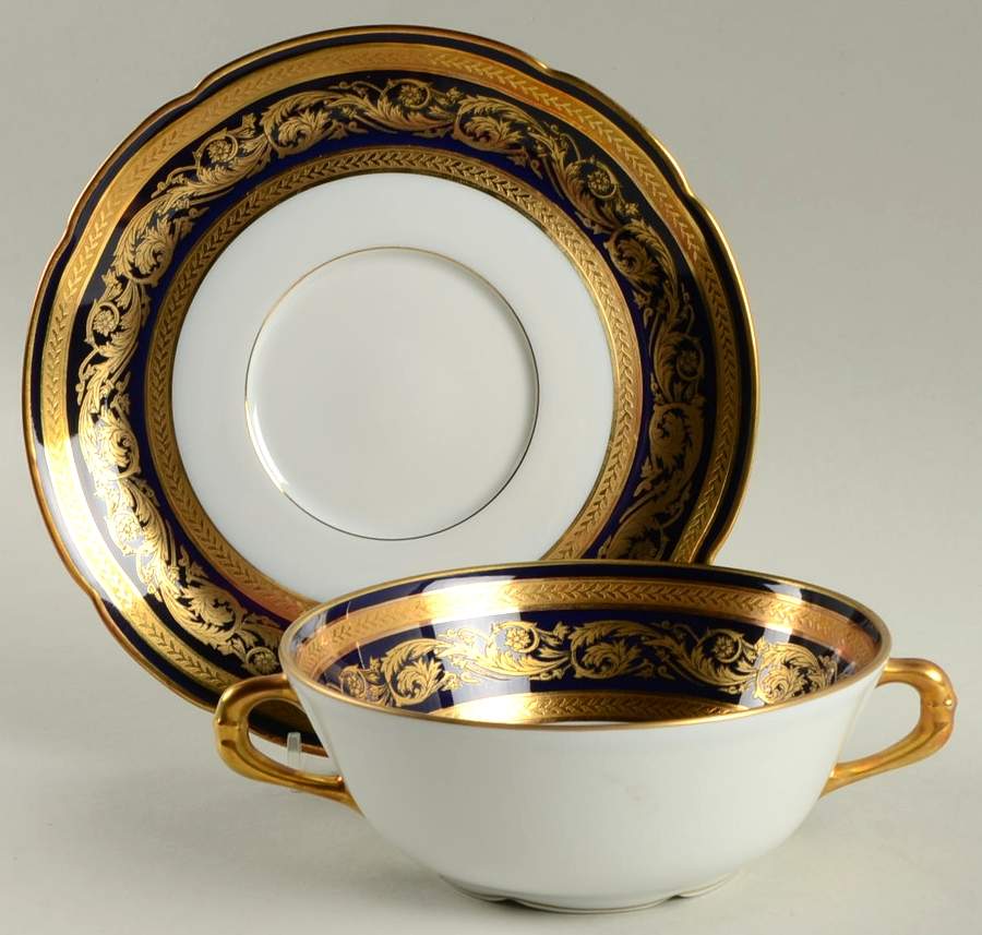 Vendome Cobalt Blue Flat Cream Soup Bowl & Saucer Set by Bernardaud-1