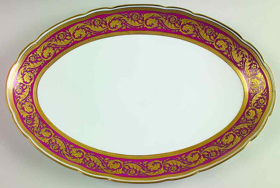 Vendome Crimson 15" Oval Serving Platter by Bernardaud-1