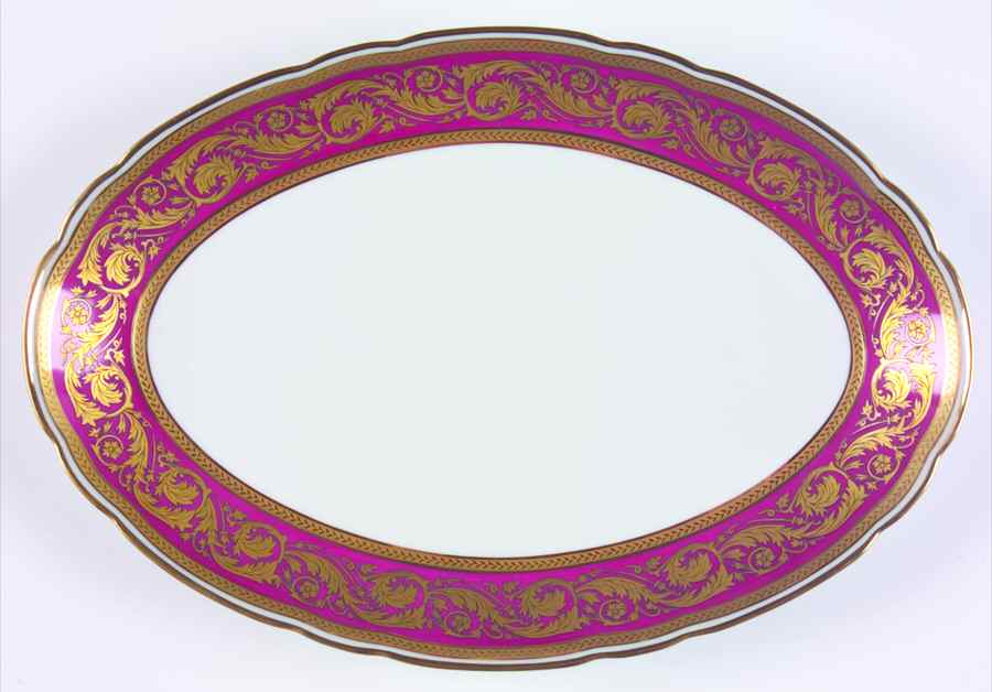 Vendome Crimson 14" Oval Serving Platter by Bernardaud-1