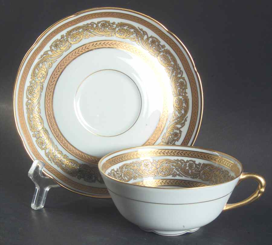 Vendome Gold & White Flat Cup & Saucer Set by Bernardaud-1