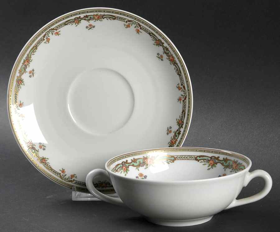 Victoire Flat Cream Soup Bowl & Saucer Set by Bernardaud-1
