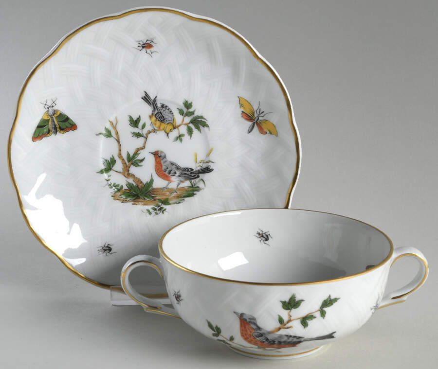 Virginie Flat Cream Soup Bowl & Saucer Set by Bernardaud-1