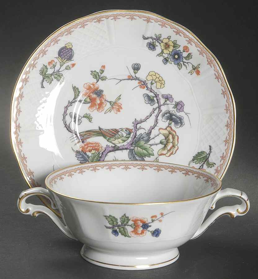 Vieux Rouen Footed Cream Soup Bowl & Saucer Set by Bernardaud-1