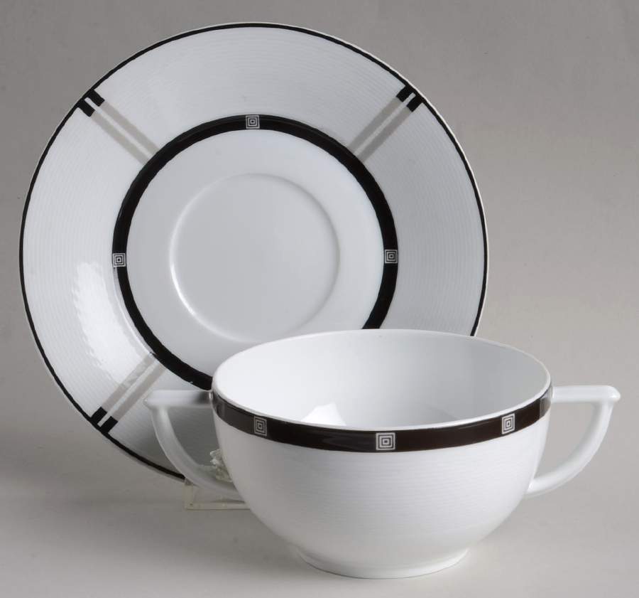 Wiener Flat Cream Soup Bowl & Saucer Set by Bernardaud-1