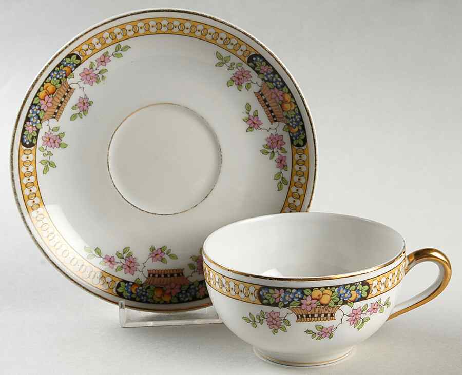 Winton (Design Off Edge) Flat Cup & Saucer Set by Bernardaud-1
