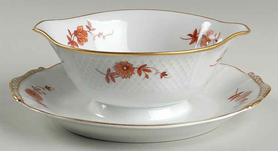 Zinnias Gravy Boat with Attached Underplate by Bernardaud-1