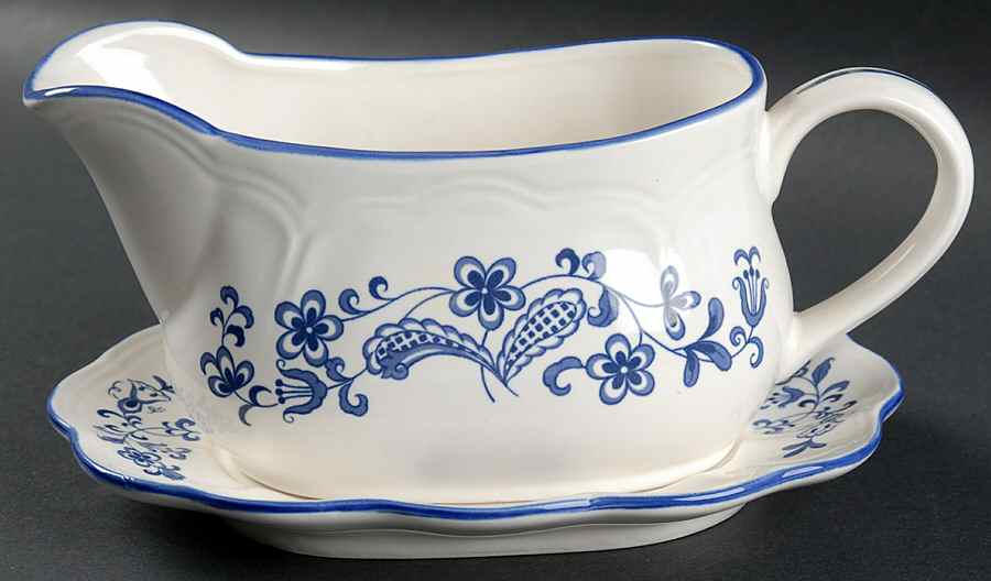 Blue Garden Gravy Boat & Underplate by Baker, Hart & Stuart-1