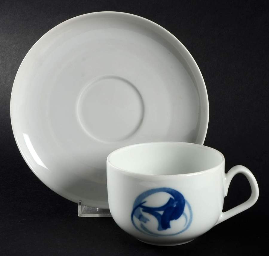 Blue Koppel Flat Cup & Saucer Set by Bing & Grondahl-1